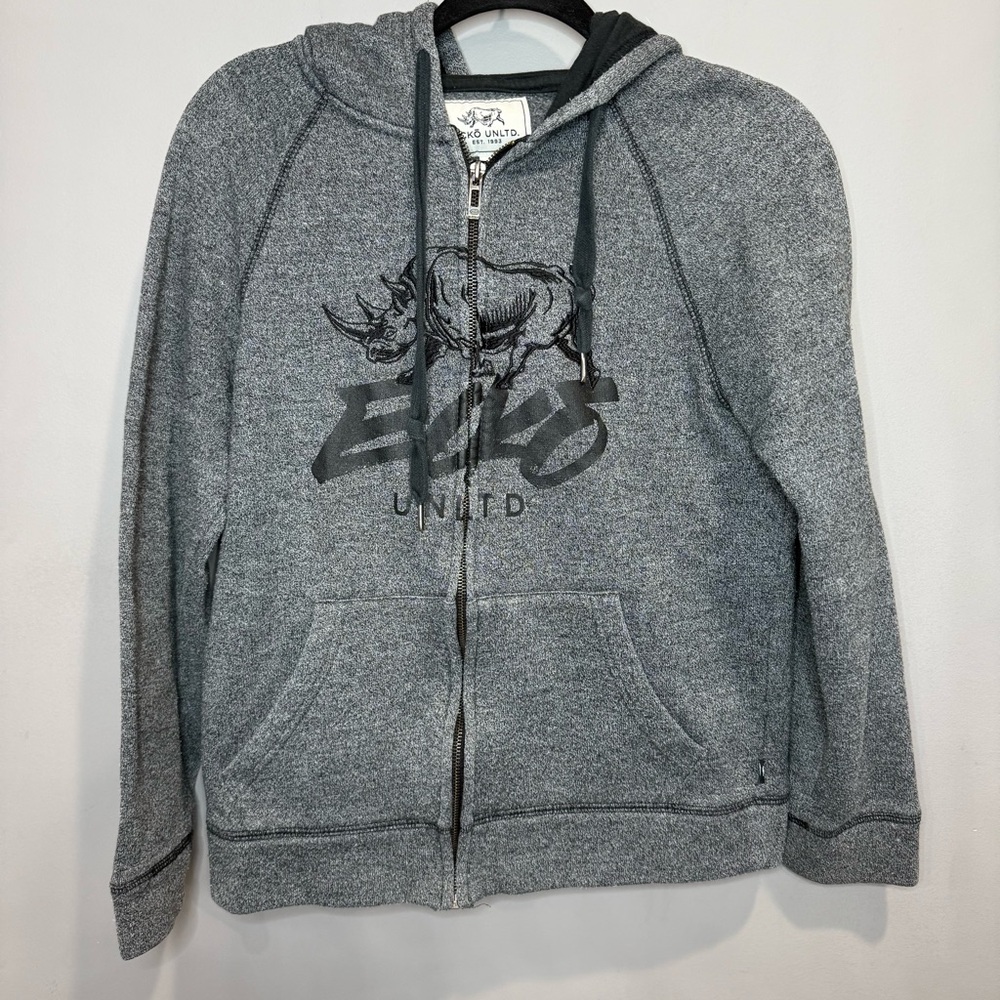 Ecko Unlimited Charcoal Zip-Up Hoodie‎ Size Medium